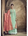 Sea Green Designer Embroidered Pure Viscose Pure Santoon Palazzo Salwar Suit