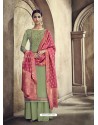 Green Designer Embroidered Pure Viscose Pure Santoon Palazzo Salwar Suit