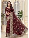 Deep Scarlet Fancy Designer Party Wear Silk Sari