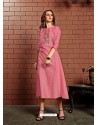 Light Pink Readymade Heavy Satin Cotton Party Wear Designer Kurti