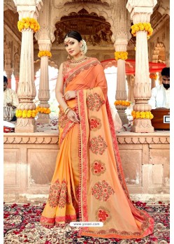 Orange Fancy Designer Party Wear Georgette Sari