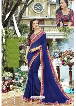 Royal Blue Fancy Designer Party Wear Rangoli Silk Sari