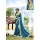 Teal Blue Fancy Designer Party Wear Rangoli Silk Sari