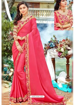 Dark Peach Fancy Designer Party Wear Rangoli Silk Sari