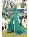 Aqua Mint Fancy Designer Party Wear Rangoli Silk Sari