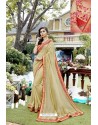 Light Beige Fancy Designer Party Wear Rangoli Silk Sari