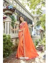 Orange Fancy Designer Party Wear Rangoli Silk Sari