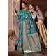 Teal Blue Fancy Designer Party Wear Art Silk Sari