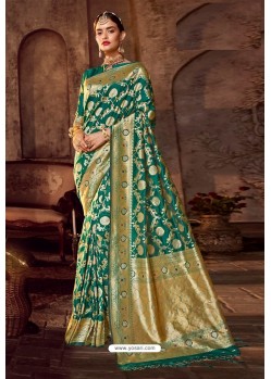 Teal Fancy Designer Party Wear Art Silk Sari