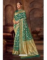 Teal Fancy Designer Party Wear Art Silk Sari