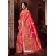 Light Red Fancy Designer Party Wear Art Silk Sari