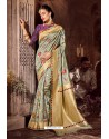 Light Grey Fancy Designer Party Wear Art Silk Sari