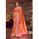 Orange Fancy Designer Party Wear Art Silk Sari