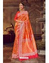 Orange Fancy Designer Party Wear Art Silk Sari