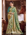 Aqua Mint Fancy Designer Party Wear Art Silk Sari