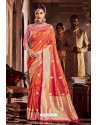 Orange Fancy Designer Party Wear Art Silk Sari