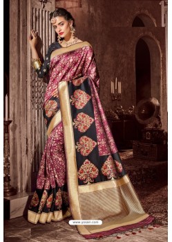 Deep Wine Fancy Designer Party Wear Art Silk Sari