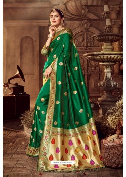 Forest Green Fancy Designer Party Wear Art Silk Sari