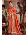 Orange Fancy Designer Party Wear Art Silk Sari