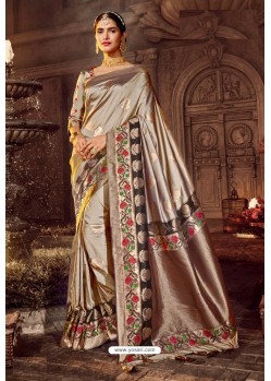 Light Brown Fancy Designer Party Wear Art Silk Sari