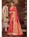 Dark Peach Fancy Designer Party Wear Art Silk Sari