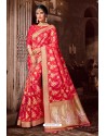 Dark Peach Fancy Designer Party Wear Art Silk Sari