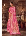 Light Pink Fancy Designer Party Wear Art Silk Sari