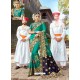 Aqua Mint Designer Party Wear Rangoli Silk Wedding Sari