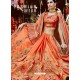 Orange Designer Party Wear Rangoli Silk Wedding Sari