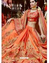 Orange Designer Party Wear Rangoli Silk Wedding Sari