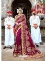 Medium Violet Designer Party Wear Rangoli Silk Wedding Sari