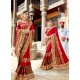 Red Designer Party Wear Rangoli Silk Wedding Sari