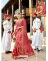 Rose Red Designer Party Wear Rangoli Silk Wedding Sari