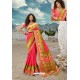 Dark Peach Designer Printed Party Wear SilkﾠSari