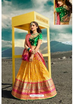 Yellow Exclusive Silk Designer Readymade Lehenga Choli