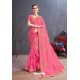 Hot Pink Designer Heavy Embroidered Party Wear Organza Sari