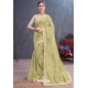 Green Designer Heavy Embroidered Party Wear Organza Sari