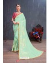Sea Green Designer Printed Classic Wear Sari