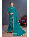 Teal Designer Printed Classic Wear Sari