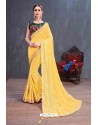 Yellow Designer Printed Classic Wear Sari