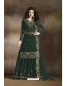 Dark Green Heavy Designer Party Wear Sharara Salwar Suit