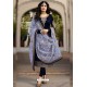 Navy Blue Embroidered Designer Faux Georgette Churidar Salwar Suit