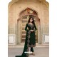 Dark Green Embroidered Designer Faux Georgette Churidar Salwar Suit