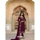 Deep Wine Embroidered Designer Faux Georgette Churidar Salwar Suit