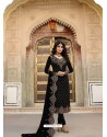 Black Embroidered Designer Faux Georgette Churidar Salwar Suit