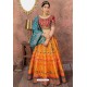 Multi Colour Heavy Embroidered Banarasi Silk Lehenga Choli