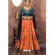 Orange Heavy Embroidered Banarasi Silk Lehenga Choli
