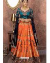 Orange Heavy Embroidered Banarasi Silk Lehenga Choli