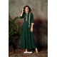 Dark Green Designer Readymade Thread Embroidered Rayon Kurti For Girls