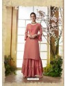 Peach Designer Embroidered Rayon Readymade Sharara Salwar Suit